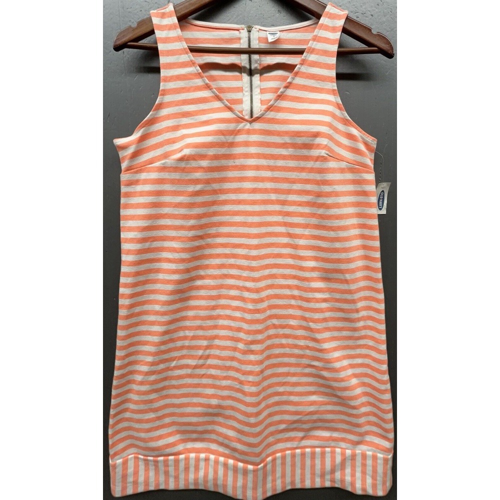 Old Navy Ponte Shift Dress M Orange Stripedโ Mini Stretchy Sun SPF 15 Beachy Fun